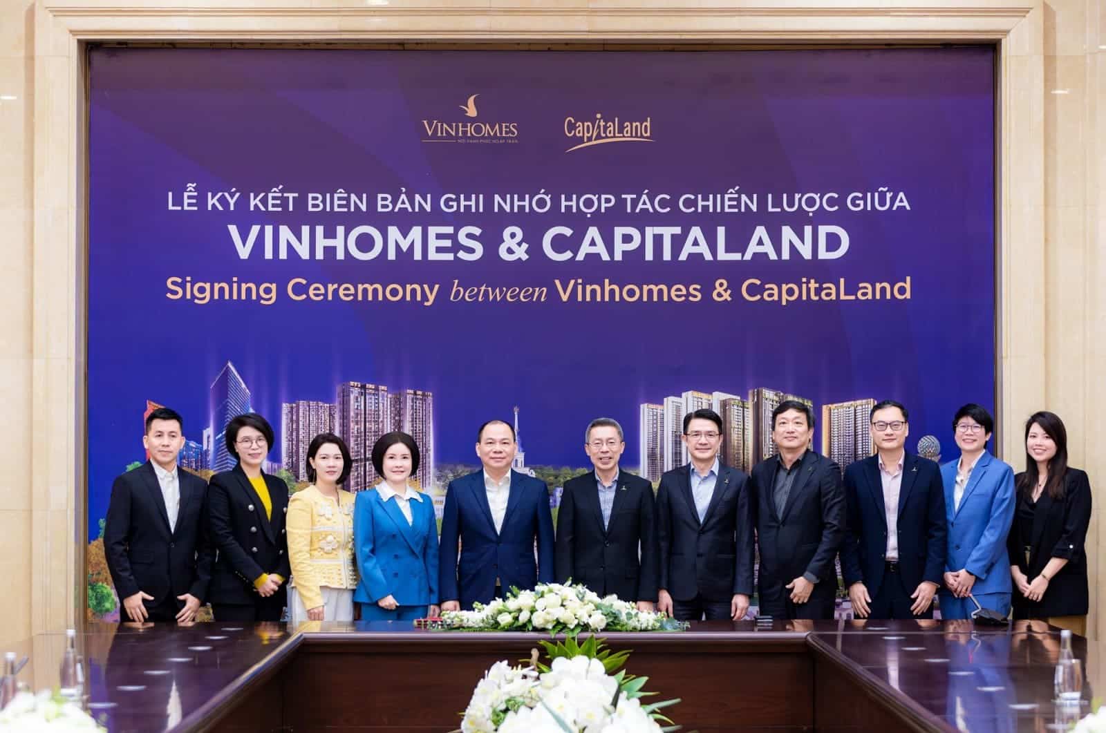 Lễ ký kết hợp tác chiến lược giữa Vinhomes và CapitaLand nhằm phát triển dự án The Fullton.