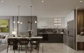 Nội thất tinh tế của căn hộ tại LUMIÈRE Midtown, nơi chất sống đẳng cấp được khẳng định qua từng chi tiết.