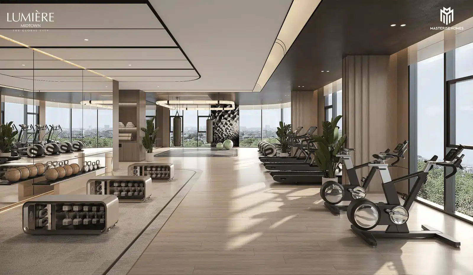 Phòng Gym hiện đại tại LUMIÈRE Midtown, mang đến không gian tập luyện tiện nghi và đẳng cấp giữa lòng thành phố.