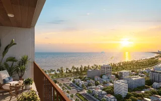 View biển tuyệt đẹp từ ban công Sun Costa Residences Đà Nẵng, nơi hoàn hảo để ngắm bình minh và hoàng hôn.